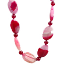 Rose Pink Crystallized Agate Necklace with Lobster Clasp