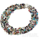 multi strand seven colored multi stone necklace with slide clasp