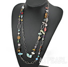 fashion long style dyed pearl and crystal necklace