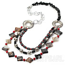 vogue jewelry red coral and black agate necklace with heart shape lobster clasp
