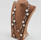 Wholesale 55 inches pearl crystal and white lip shell long style necklace