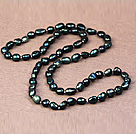 Simple Fashion Long Style Natural Dark Green Baroque Pearl Necklace