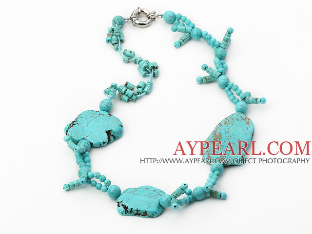 chunky style turquoise necklace with moonlight clasp
