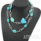 39 inches turquoise necklace with metal chain