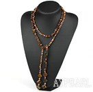 51 inches pearl and tiger's eye long style necklace