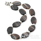 18 inches line patterned black agate necklace with moonlight clasp