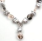 Wholesale Biwa Pearl and Smoky Quartz Pendant Necklace (The Pendant Is Removable)