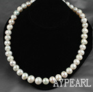 Nearly Round White Freshwater Pearl Beaded Graduated Necklace