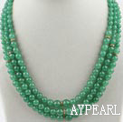 Three Strands Aventurine Beaded Necklace with Aventurine Clasp