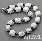 19 inches black pearl and howlite necklace with moonlight clasp