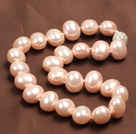 Chunky Big Potato Shape Pink Color Sea Shell Beads Necklace with Magnetic Clasp