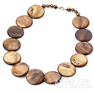 17.5 inches brown pearl shell necklace with lobster clasp
