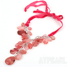 Wholesale 23.6 inches cherry quartze necklace with ribbon