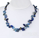 Classic Single Strand Lapis Chips Necklace With Inserted Closure