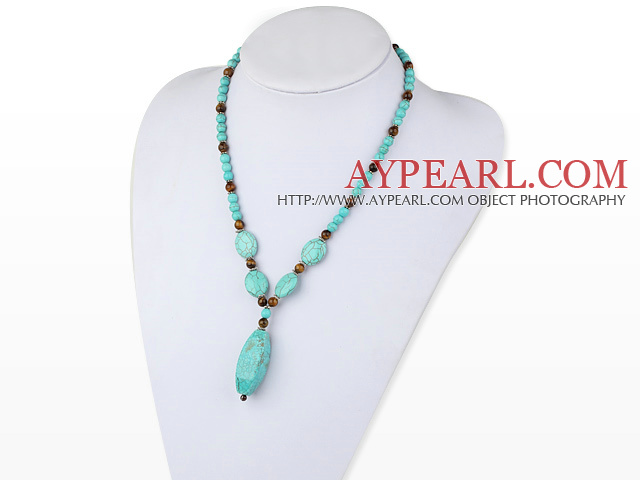 tiger eye and turquoise necklace with S shape clasp