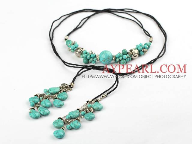 fashion long free style turquoise necklace