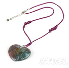 India agate heart shaped pendant necklace with lobster clasp