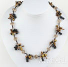 19 inches pearl crystal necklace with moonlight clasp