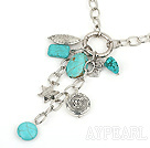 31.5 inches turquoise necklace with metal chain