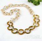 yellow jade and agate necklace with bold metal chain