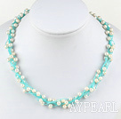 18 inches 4-5mm white pearl crystal with lobster clasp
