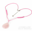 17.5 inches rose quartz pendant necklace with lobster clasp