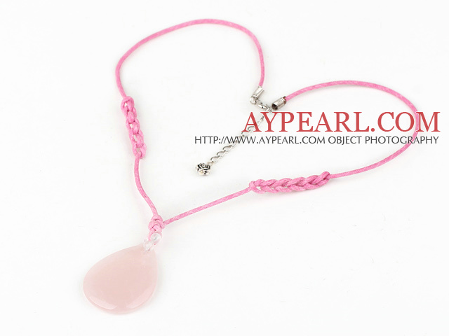 17.5 inches rose quartz pendant necklace with lobster clasp