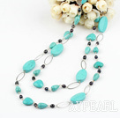 fashion long style black pearl turquoise necklace