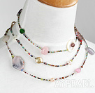Beautiful Long Style Multi Stone Beads Strand Necklace, Sweater Necklace