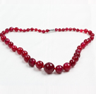 Dyed Rose Pink Agate Graduated Necklace with Magnetic Clasp