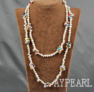 47 inches multi colored pearl logn style necklace
