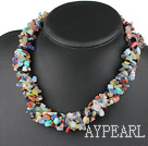 Fashion Multi Function Multi Strand Seven Colorful Chips Stone Necklace, Sweater Necklace