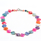 Beautiful Fashion Multi Color Rhombus Shape Fire Agate Necklace
