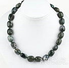 18 inches float grass agate necklace with moonlight clasp