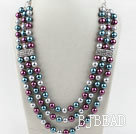 Thre Layer Multi Color Seashell Party Necklace