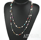 47 inches seven colored pearl long style necklace
