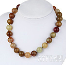 16mm round three color jade necklace with spring ring clasp