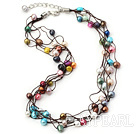 dyed pearl necklace with black thread and lobster clasp