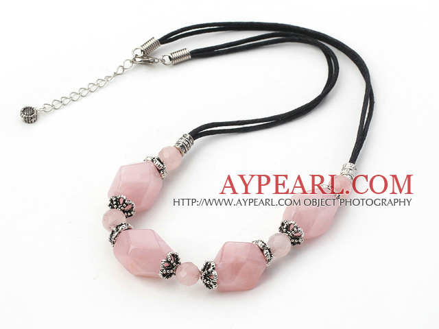 17.5 inches rose quartz necklace with lobster clasp