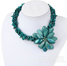 Wholesale Multi Strand Green Coral and Green Shell Flower Necklace