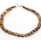 Wholesale Square Shape Tiger Eye Stone Choker Necklace with Heart Clasp