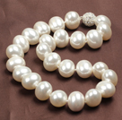 Chunky Big Potato Shape White Color Sea Shell Beads Necklace with Magnetic Clasp