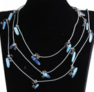 Wholesale Fashion Long Style Natural Black Pearl Opal Stone Chips Necklace (Sweater Chain)