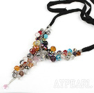 Wholesale Assorted Multi Color Crystal Necklace with Black Cord