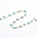 Fashion Long Style Turquoise Chips Gold Color Glass Beads Necklace