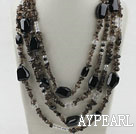 Wholesale Multi Strands Smoky Quartz and Black Agate Necklace