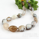 19.5 inches gray agate necklace with moonlight clasp