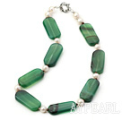 white pearl and green agate necklace with moonlight clasp