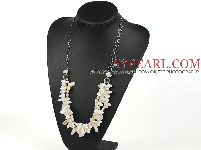 fashion teeth pearl necklace with metal loops