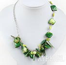 dyed green shell necklace with extendable chain